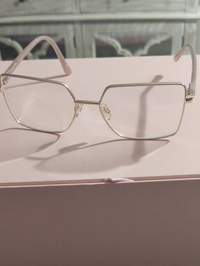 Gold Frame Pink Temple Women's Fashion Glasses